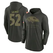 Men's Ray Lewis Baltimore Ravens Green Forest/ 2025 Salute to Service Sideline Lightweight Hooded Pullover Long Sleeve T-Shirt