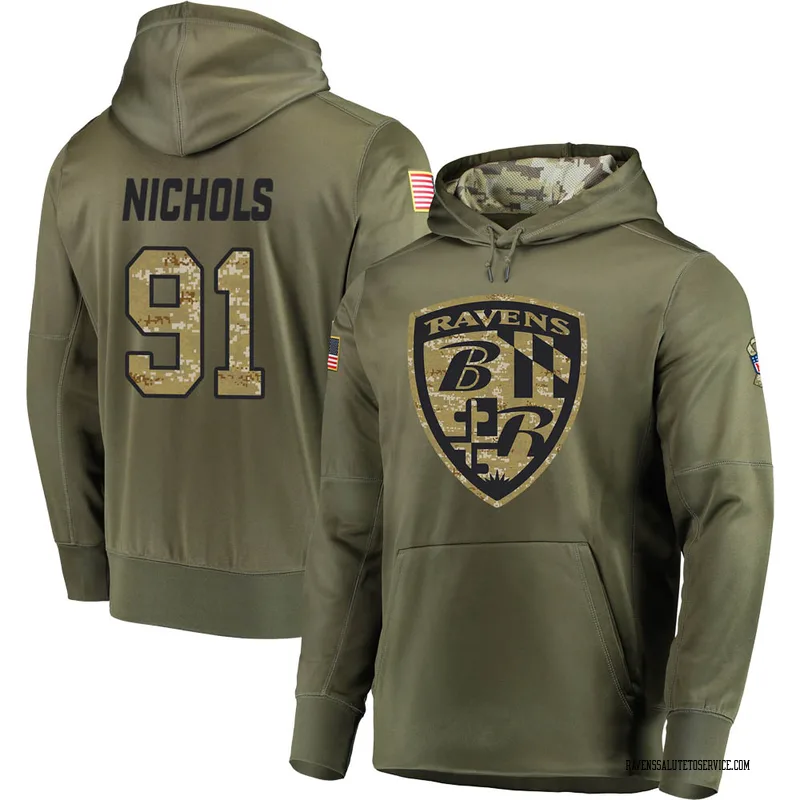 Men's Rayshad Nichols Baltimore Ravens Olive Salute to Service Pullover Hoodie