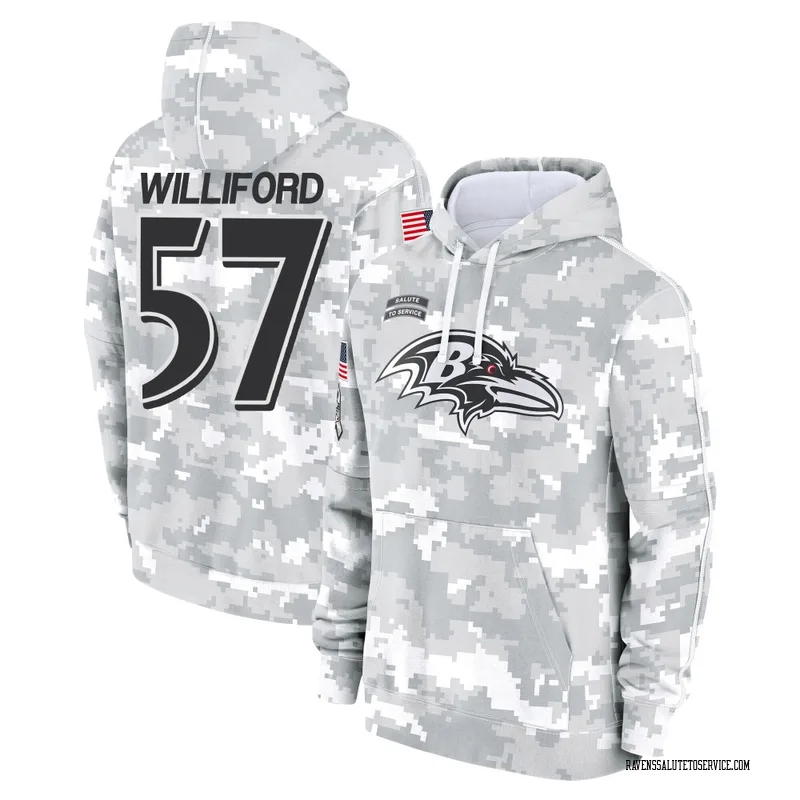 Men's Reid Williford Baltimore Ravens Camo Arctic 2024 Salute to Service Club Fleece Pullover Hoodie
