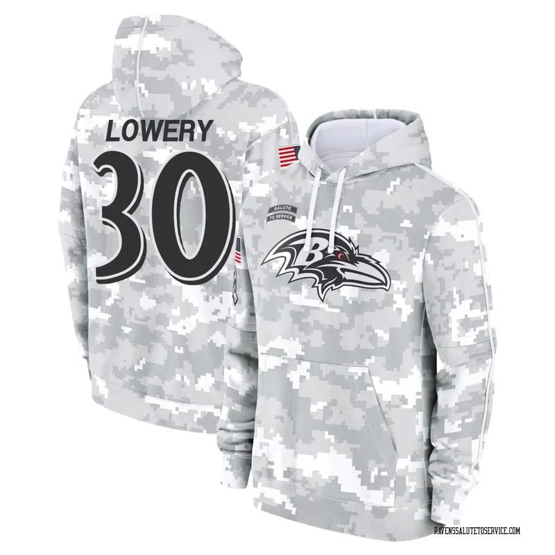 Men's Reuben Lowery Baltimore Ravens Camo Arctic 2024 Salute to Service Club Fleece Pullover Hoodie