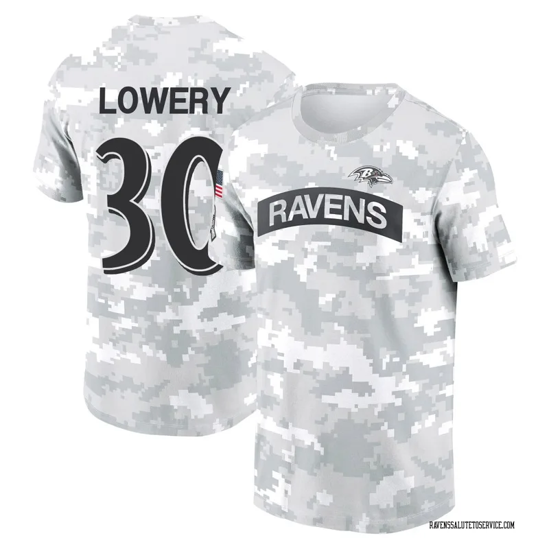 Men's Reuben Lowery Baltimore Ravens Camo Arctic 2024 Salute to Service Performance T-Shirt