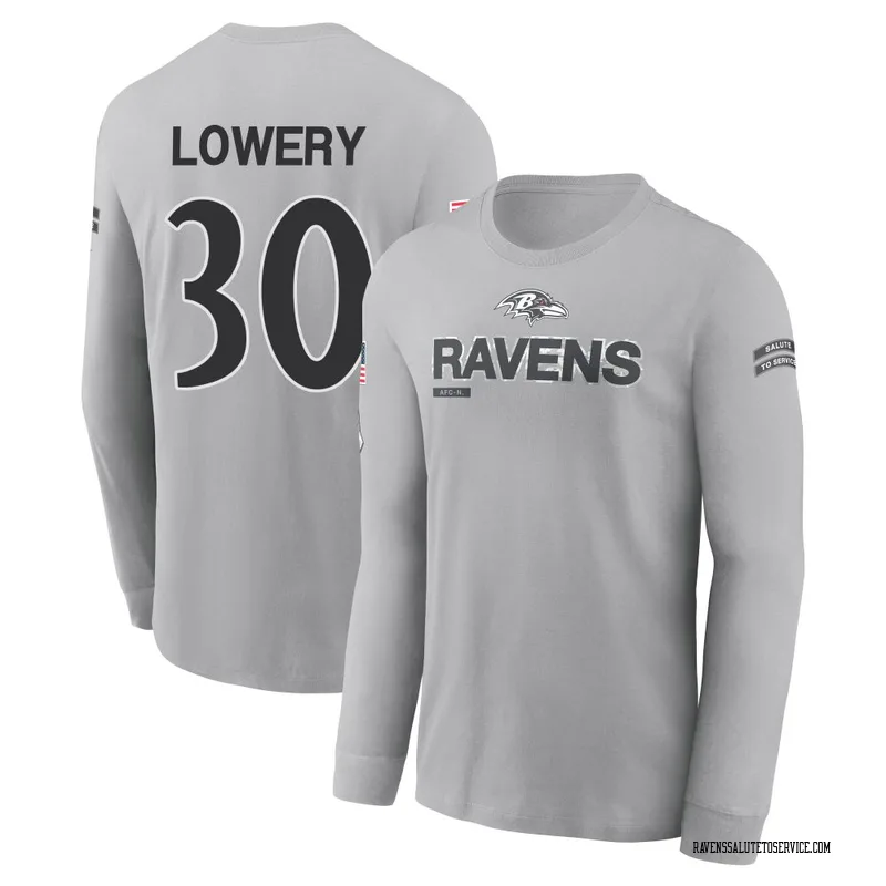 Men's Reuben Lowery Baltimore Ravens Gray 2024 Salute to Service Long Sleeve T-Shirt