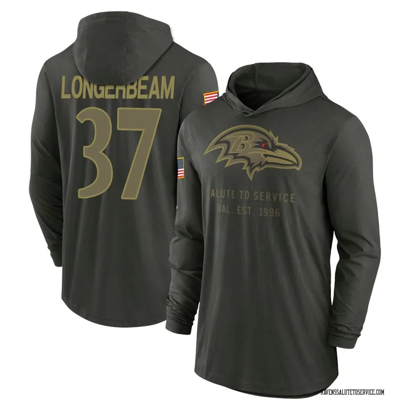 Men's Robert Longerbeam Baltimore Ravens Green Forest/ 2025 Salute to Service Sideline Lightweight Hooded Pullover Long Sleeve T
