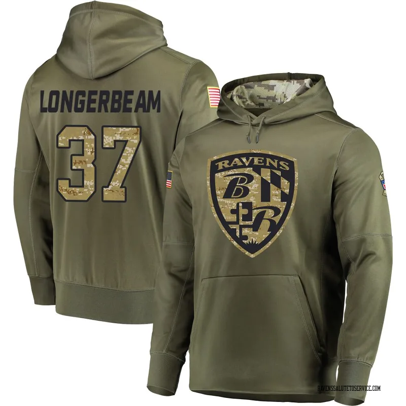 Men's Robert Longerbeam Baltimore Ravens Olive Salute to Service Pullover Hoodie