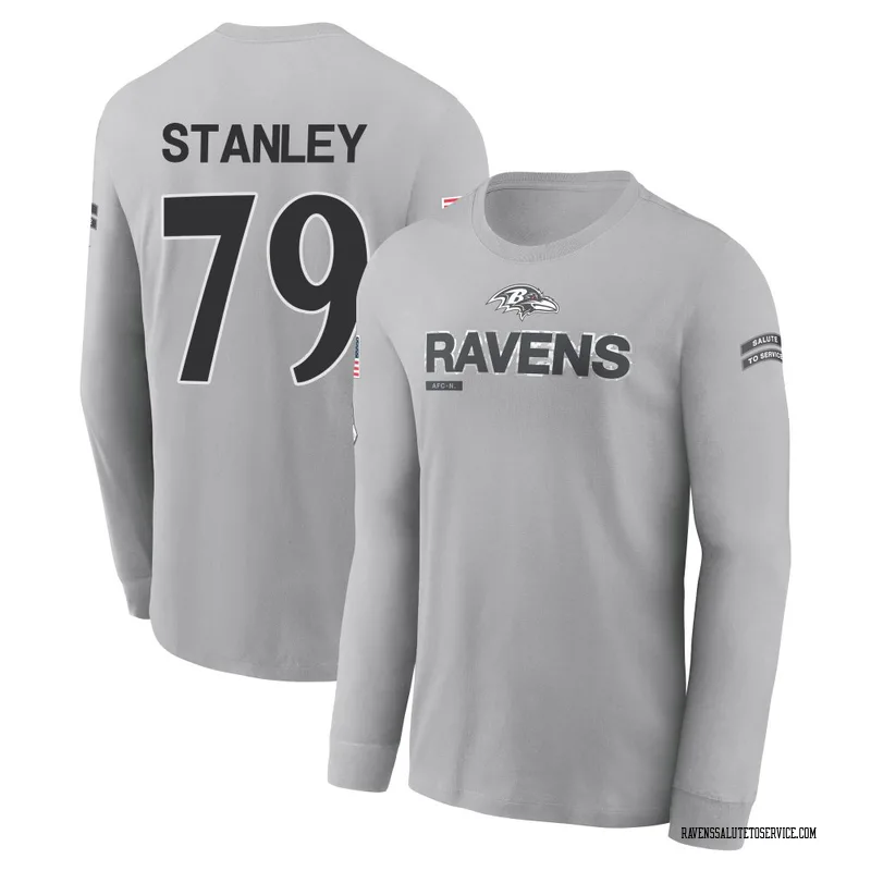 Men's Ronnie Stanley Baltimore Ravens Gray 2024 Salute to Service Long Sleeve T-Shirt