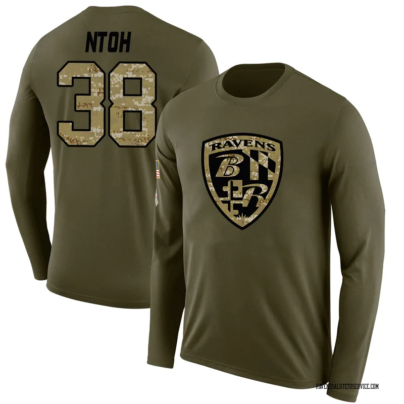 Men's Sone Ntoh Baltimore Ravens Legend Olive Salute to Service Sideline Long Sleeve T-Shirt