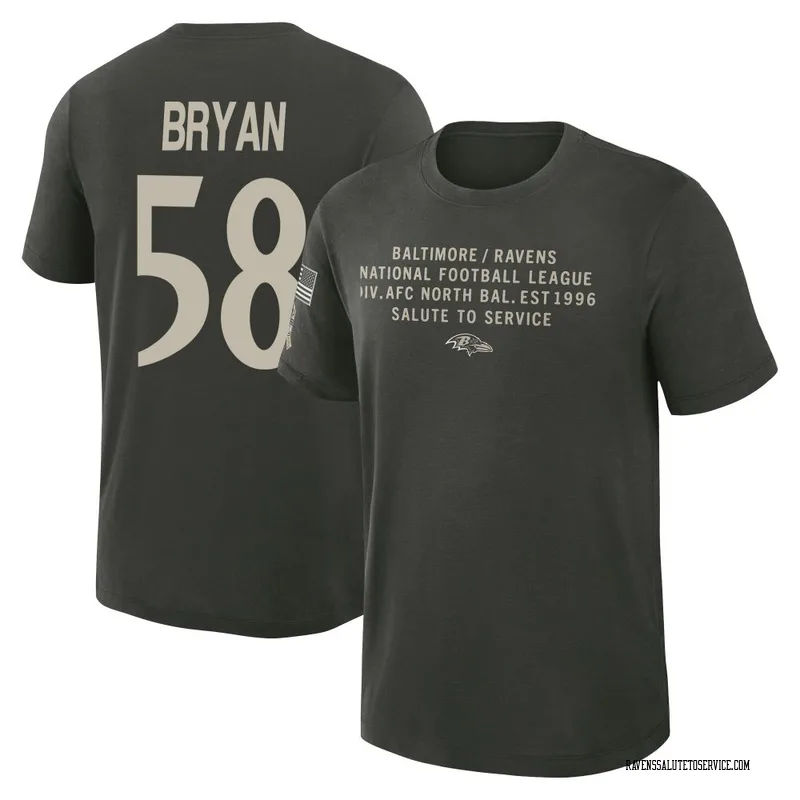 Men's Taven Bryan Baltimore Ravens Green Dark/ 2025 Salute to Service Sideline Slub T-Shirt