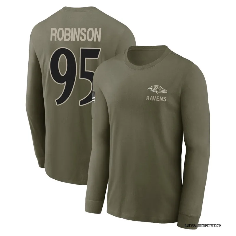 Men's Tavius Robinson Baltimore Ravens Olive 2025 Salute to Service Sideline Long Sleeve T-Shirt