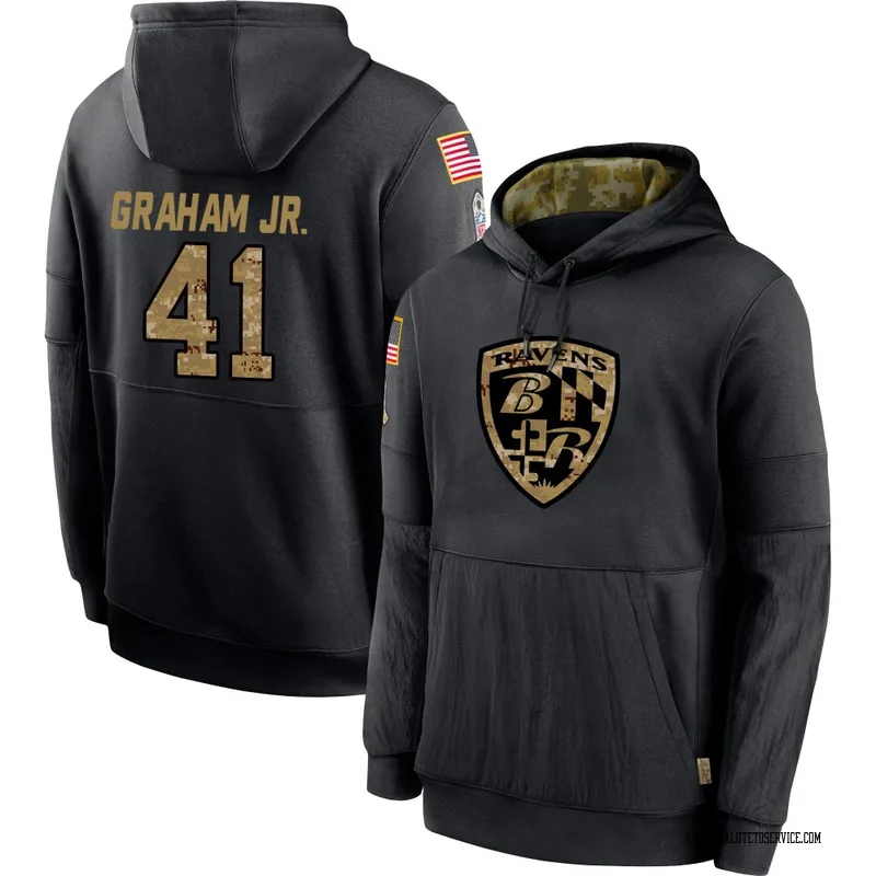 Men's Thomas Graham Jr. Baltimore Ravens Black 2020 Salute to Service Sideline Performance Pullover Hoodie