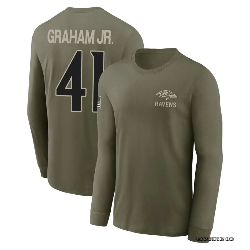 Men's Thomas Graham Jr. Baltimore Ravens Olive 2025 Salute to Service Sideline Long Sleeve T-Shirt