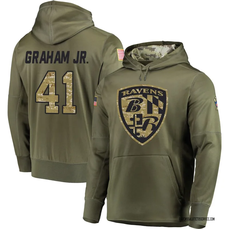 Men's Thomas Graham Jr. Baltimore Ravens Olive Salute to Service Pullover Hoodie