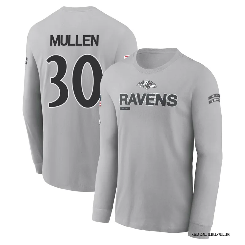 Men's Trayvon Mullen Baltimore Ravens Gray 2024 Salute to Service Long Sleeve T-Shirt