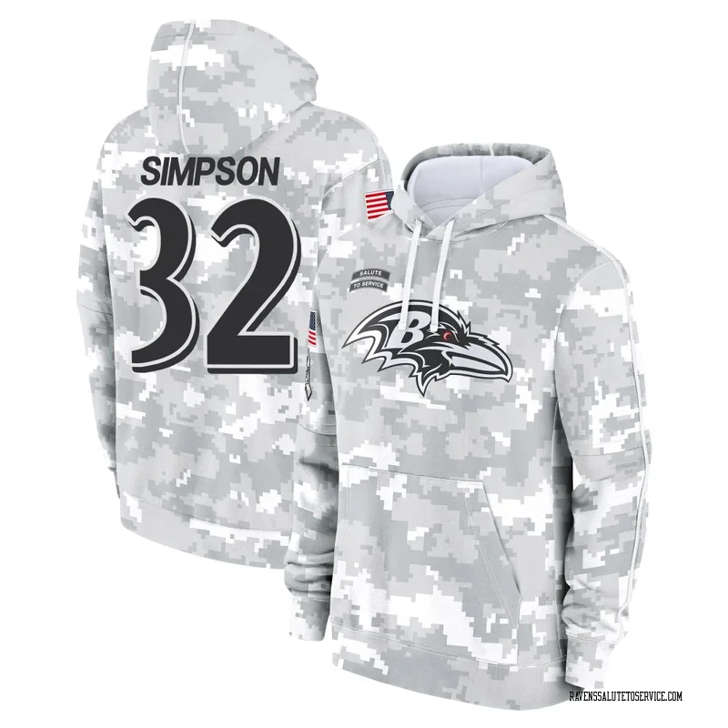 Men's Trenton Simpson Baltimore Ravens Camo Arctic 2024 Salute to Service Club Fleece Pullover Hoodie