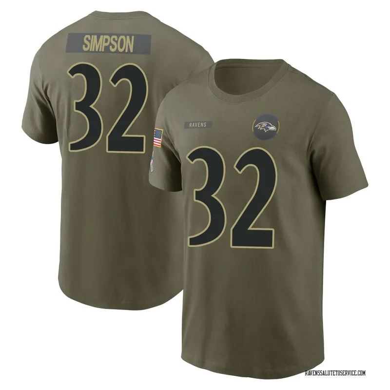 Men's Trenton Simpson Baltimore Ravens Olive 2025 Salute to Service Name & Number T-Shirt