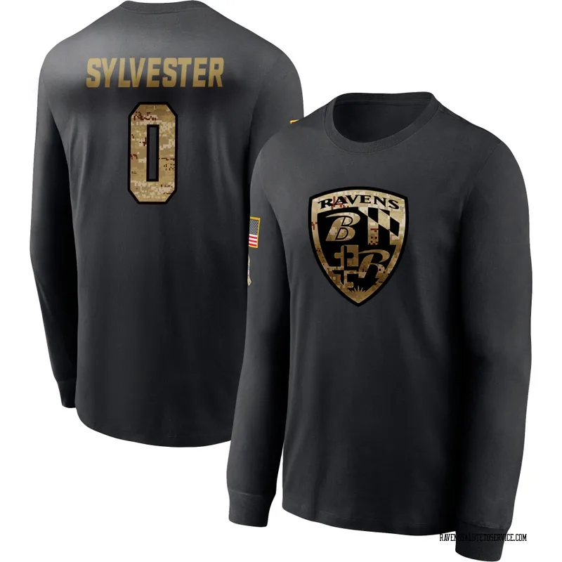 Men's Trevonte Sylvester Baltimore Ravens Black 2020 Salute To Service Sideline Performance Long Sleeve T-Shirt