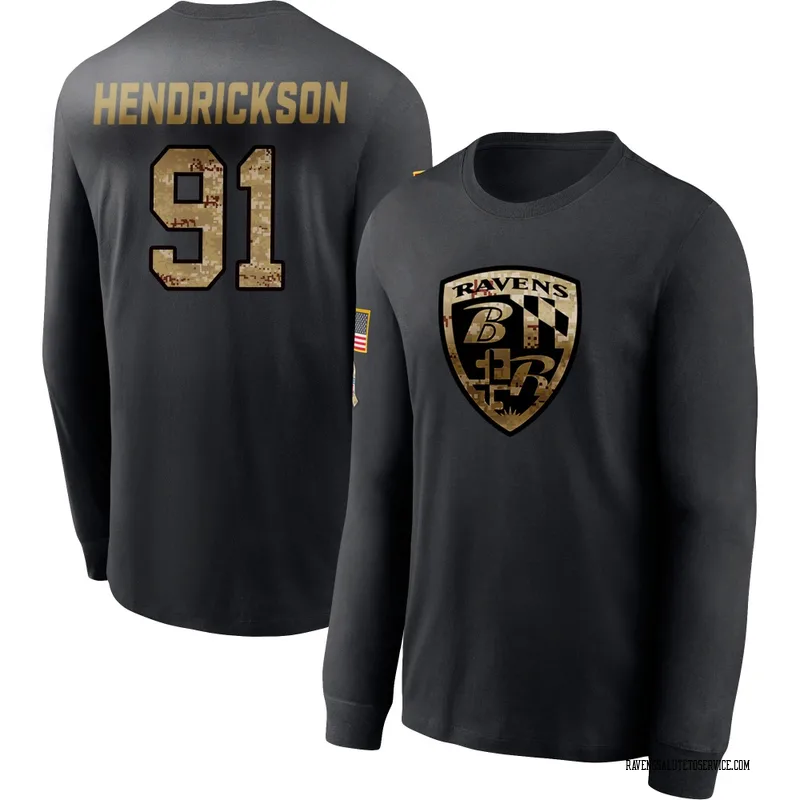 Men's Trey Hendrickson Baltimore Ravens Black 2020 Salute To Service Sideline Performance Long Sleeve T-Shirt