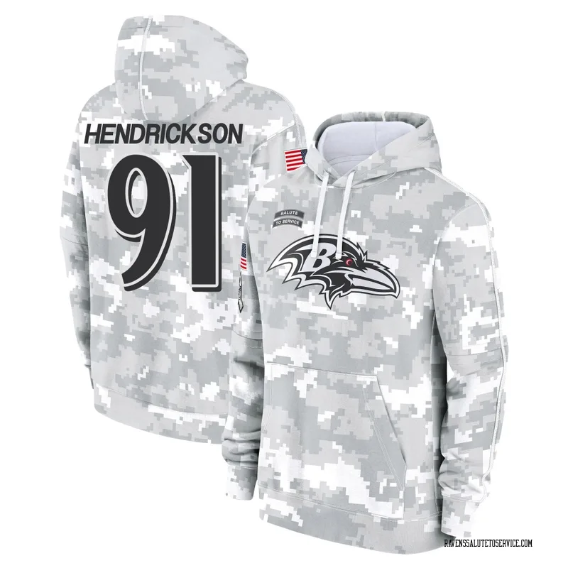 Men's Trey Hendrickson Baltimore Ravens Camo Arctic 2024 Salute to Service Club Fleece Pullover Hoodie