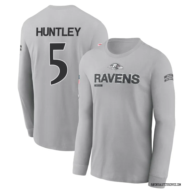Men's Tyler Huntley Baltimore Ravens Gray 2024 Salute to Service Long Sleeve T-Shirt