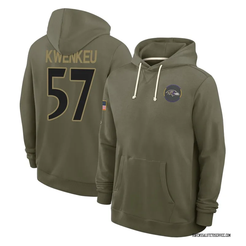 Men's William Kwenkeu Baltimore Ravens Olive 2025 Salute to Service Hoodie