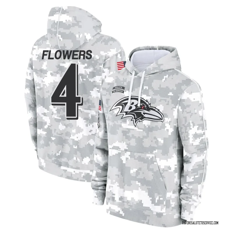 Men's Zay Flowers Baltimore Ravens Camo Arctic 2024 Salute to Service Club Fleece Pullover Hoodie