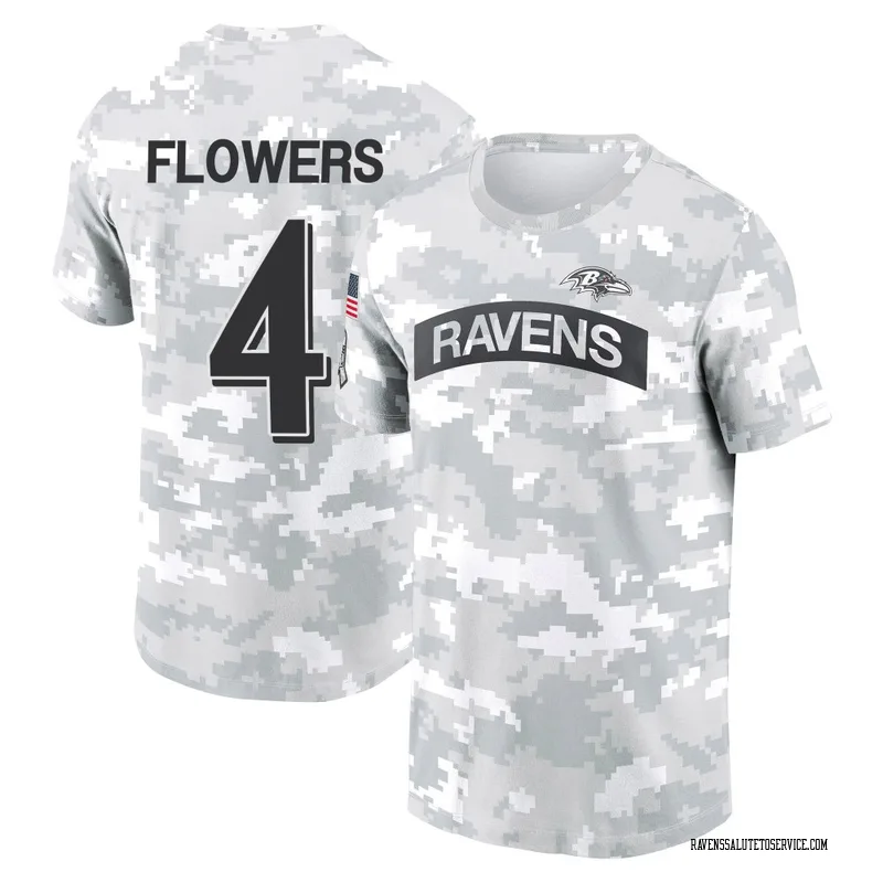 Men's Zay Flowers Baltimore Ravens Camo Arctic 2024 Salute to Service Performance T-Shirt