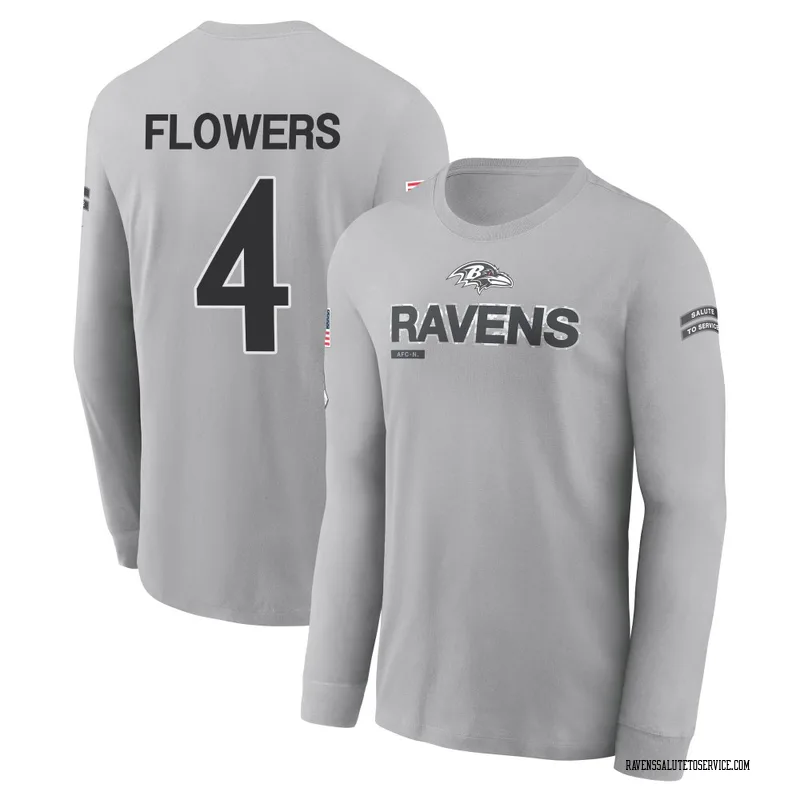 Men's Zay Flowers Baltimore Ravens Gray 2024 Salute to Service Long Sleeve T-Shirt