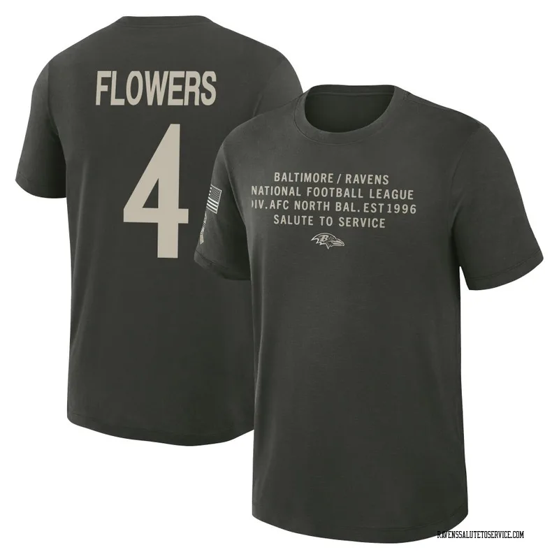 Men's Zay Flowers Baltimore Ravens Green Dark/ 2025 Salute to Service Sideline Slub T-Shirt