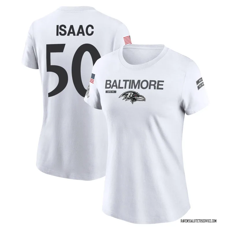 Women's Adisa Isaac Baltimore Ravens Legend White 2024 Salute to Service Performance T-Shirt
