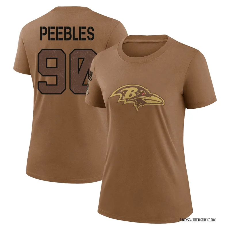 Women's Aeneas Peebles Baltimore Ravens Legend Brown 2023 Salute To Service Performance T-Shirt