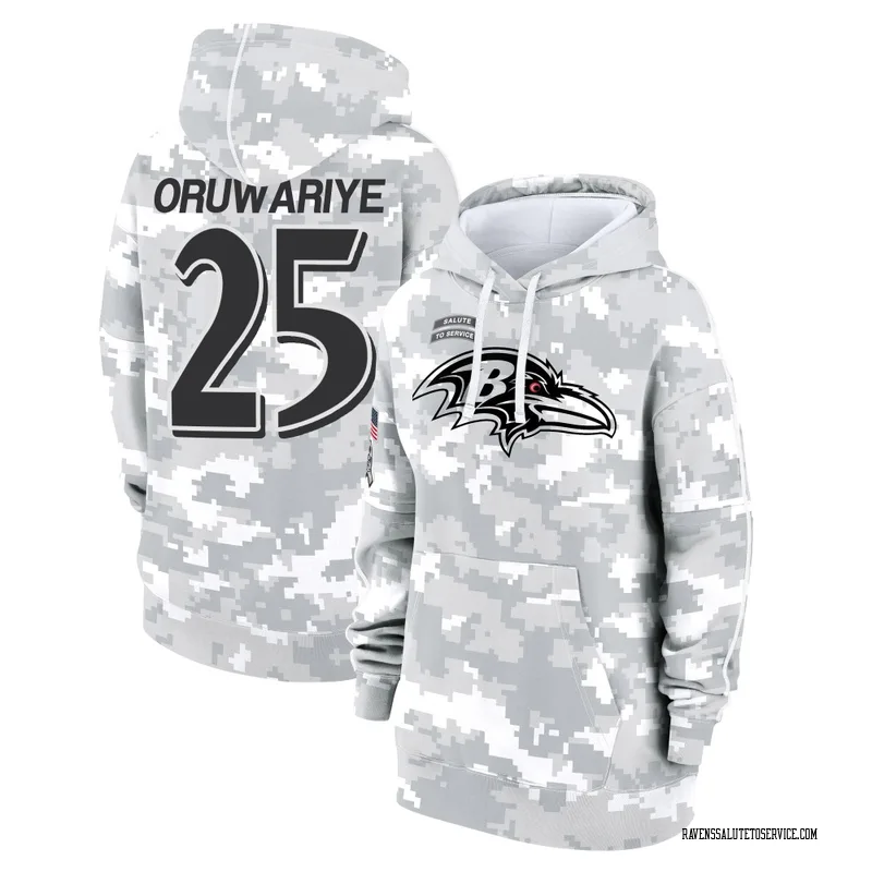 Women's Amani Oruwariye Baltimore Ravens Camo Arctic 2024 Salute to Service Club Fleece Pullover Hoodie