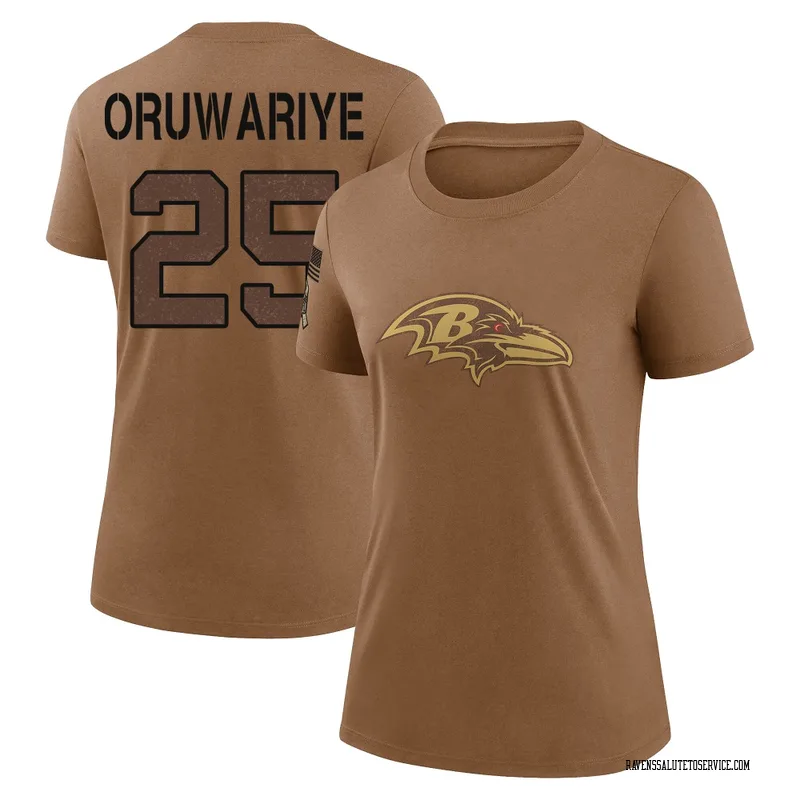 Women's Amani Oruwariye Baltimore Ravens Legend Brown 2023 Salute To Service Performance T-Shirt