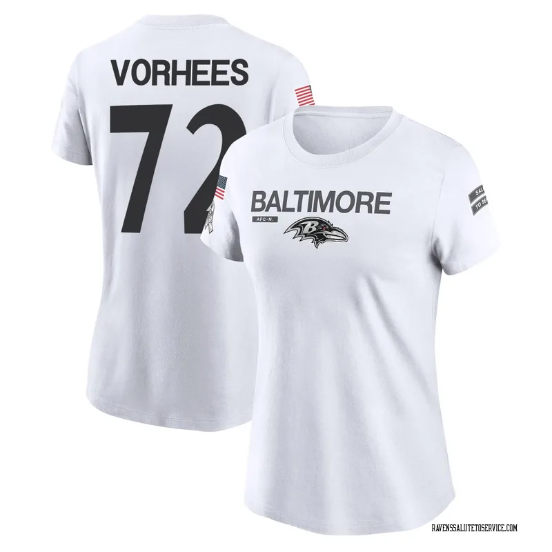 Women's Andrew Vorhees Baltimore Ravens Legend White 2024 Salute to Service Performance T-Shirt