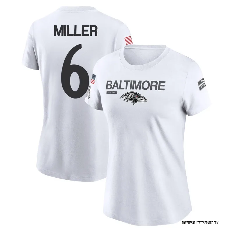 Women's Anthony Miller Baltimore Ravens Legend White 2024 Salute to Service Performance T-Shirt