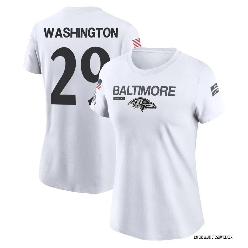 Women's Ar'Darius Washington Baltimore Ravens Legend White 2024 Salute to Service Performance T-Shirt