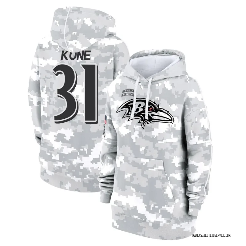Women's Bilhal Kone Baltimore Ravens Camo Arctic 2024 Salute to Service Club Fleece Pullover Hoodie