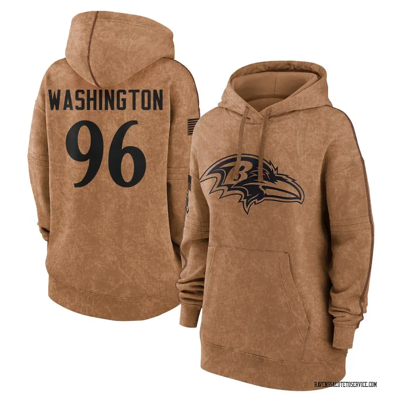Women's Broderick Washington Baltimore Ravens Brown 2023 Salute To Service Pullover Hoodie