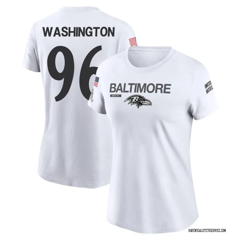 Women's Broderick Washington Baltimore Ravens Legend White 2024 Salute to Service Performance T-Shirt