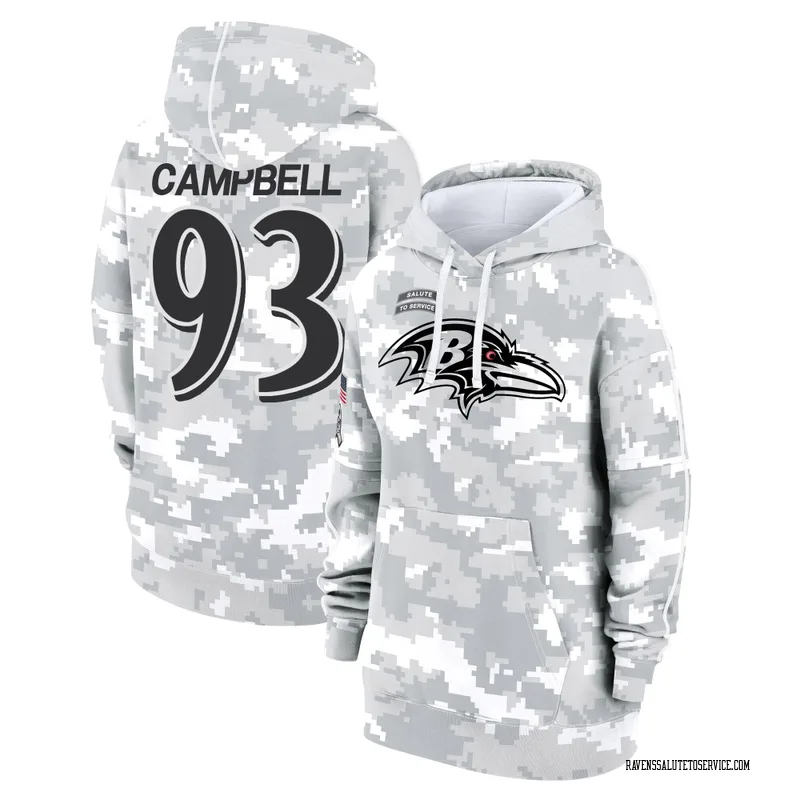 Women's Calais Campbell Baltimore Ravens Camo Arctic 2024 Salute to Service Club Fleece Pullover Hoodie