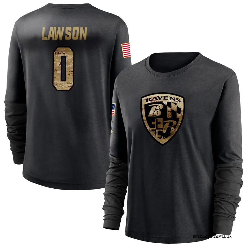 Women's Carl Lawson Baltimore Ravens Black 2020 Salute To Service Sideline Performance Long Sleeve T-Shirt