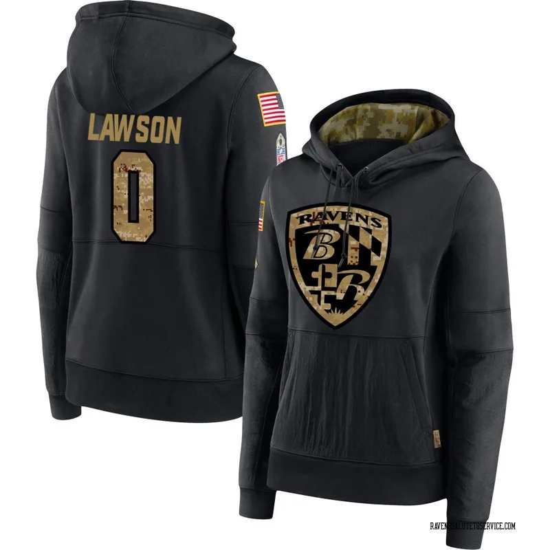 Women's Carl Lawson Baltimore Ravens Black 2020 Salute to Service Sideline Performance Pullover Hoodie