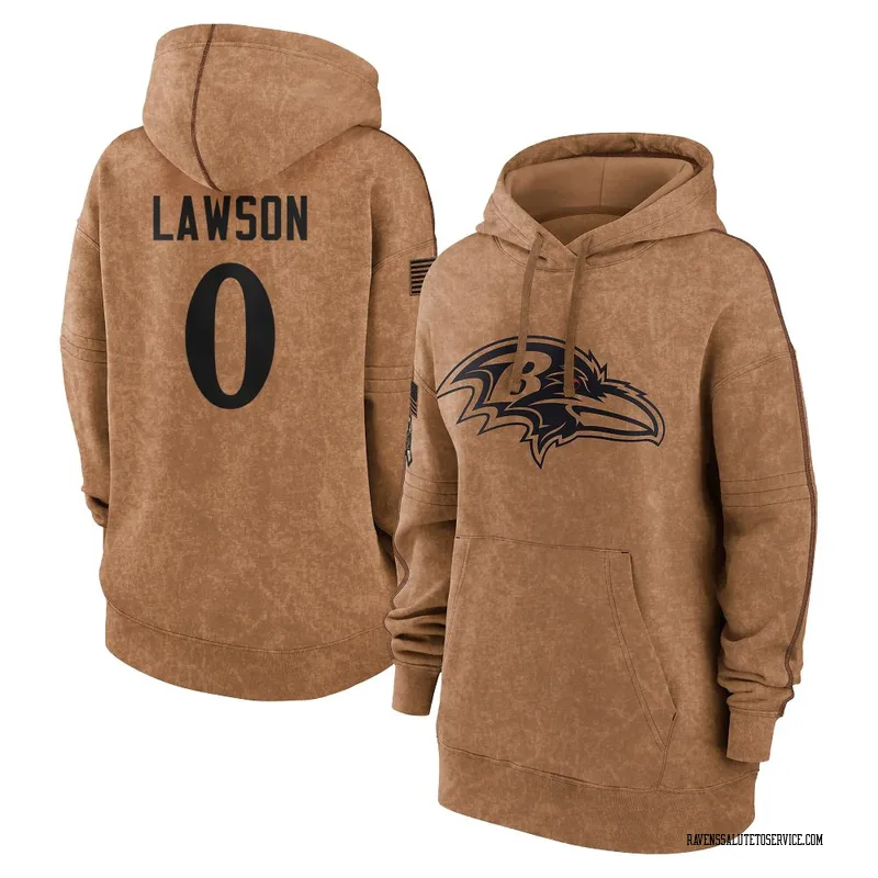 Women's Carl Lawson Baltimore Ravens Brown 2023 Salute To Service Pullover Hoodie