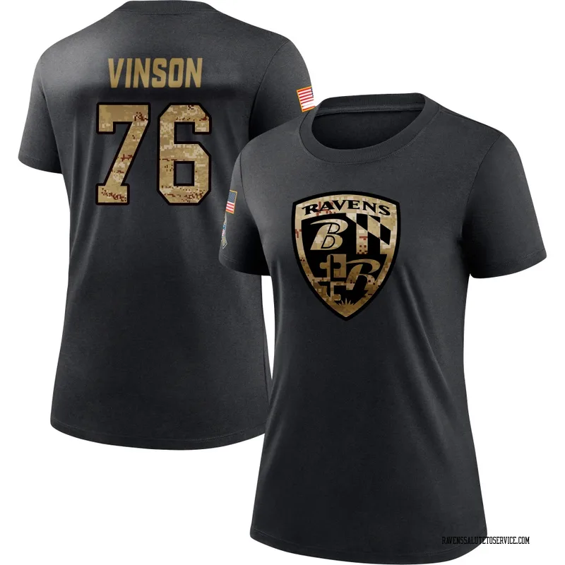 Women's Carson Vinson Baltimore Ravens Black 2020 Salute To Service Performance T-Shirt