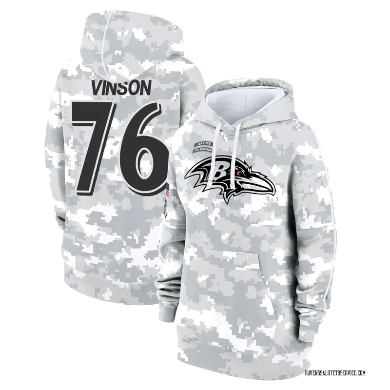 Women's Carson Vinson Baltimore Ravens Camo Arctic 2024 Salute to Service Club Fleece Pullover Hoodie