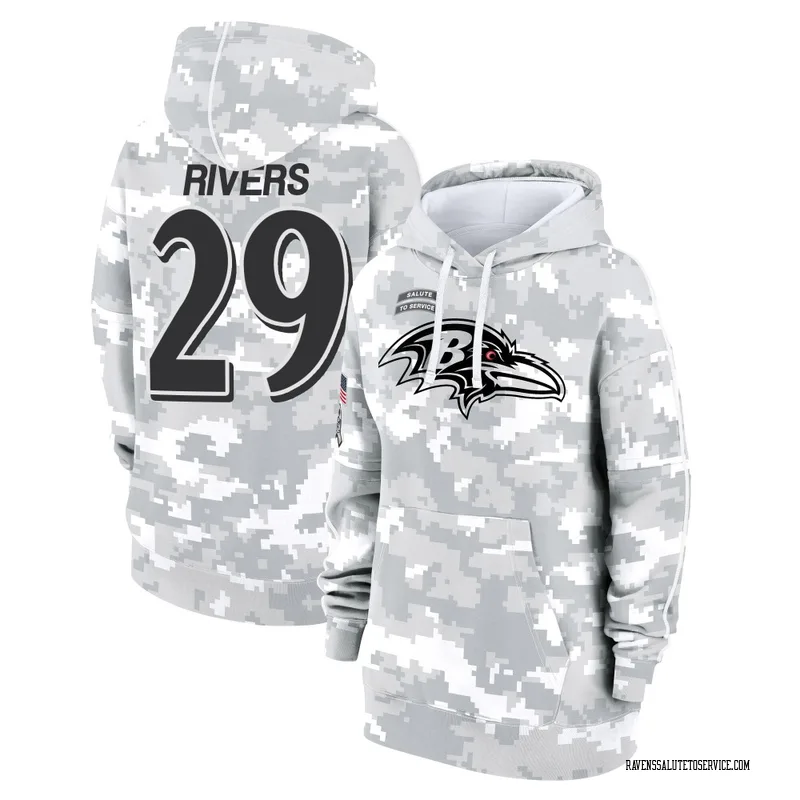 Women's Chandler Rivers Baltimore Ravens Camo Arctic 2024 Salute to Service Club Fleece Pullover Hoodie