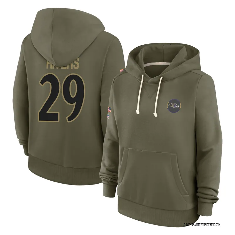 Women's Chandler Rivers Baltimore Ravens Olive 2025 Salute to Service Hoodie