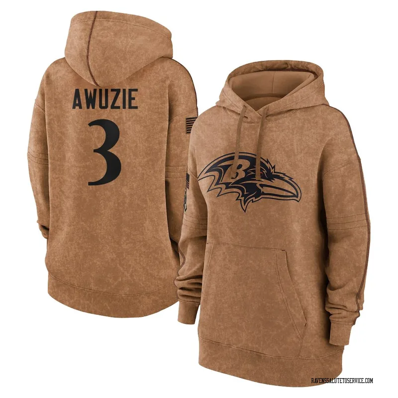 Women's Chidobe Awuzie Baltimore Ravens Brown 2023 Salute To Service Pullover Hoodie