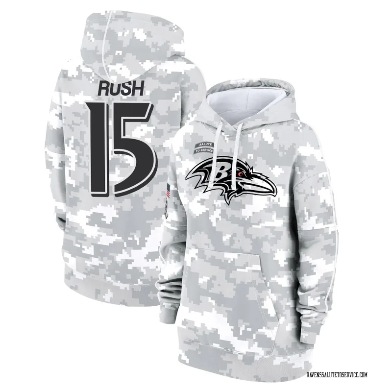 Women's Cooper Rush Baltimore Ravens Camo Arctic 2024 Salute to Service Club Fleece Pullover Hoodie