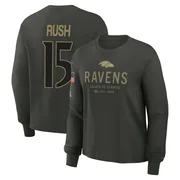 Women's Cooper Rush Baltimore Ravens Green Dark/ 2025 Salute to Service Sideline Long Sleeve T-Shirt