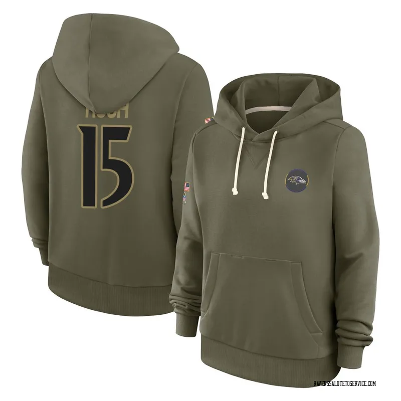 Women's Cooper Rush Baltimore Ravens Olive 2025 Salute to Service Hoodie