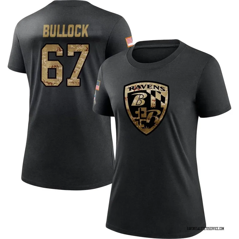 Women's Corey Bullock Baltimore Ravens Black 2020 Salute To Service Performance T-Shirt